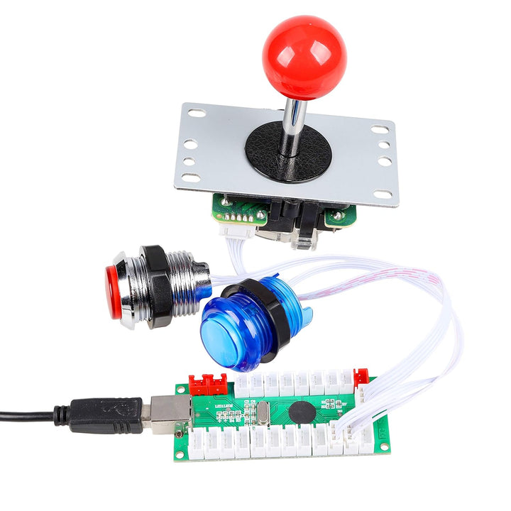 EG STARTS Nullverzögerung USB Encoder zu PC Spiele Red Joystick + 10x LED beleuchtet 5V Druckknöpfe