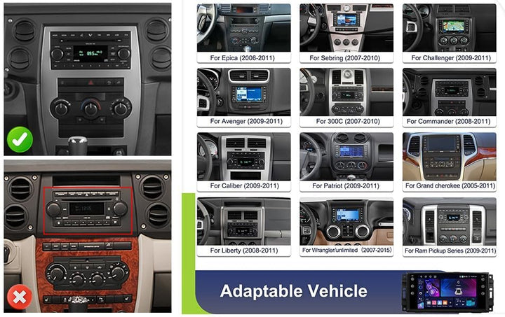 CAMECHO 6+128G Android 15 Navi Autoradio für Jeep Wrangler Ram JK Dodge Challenger mit Rückfahrkamer