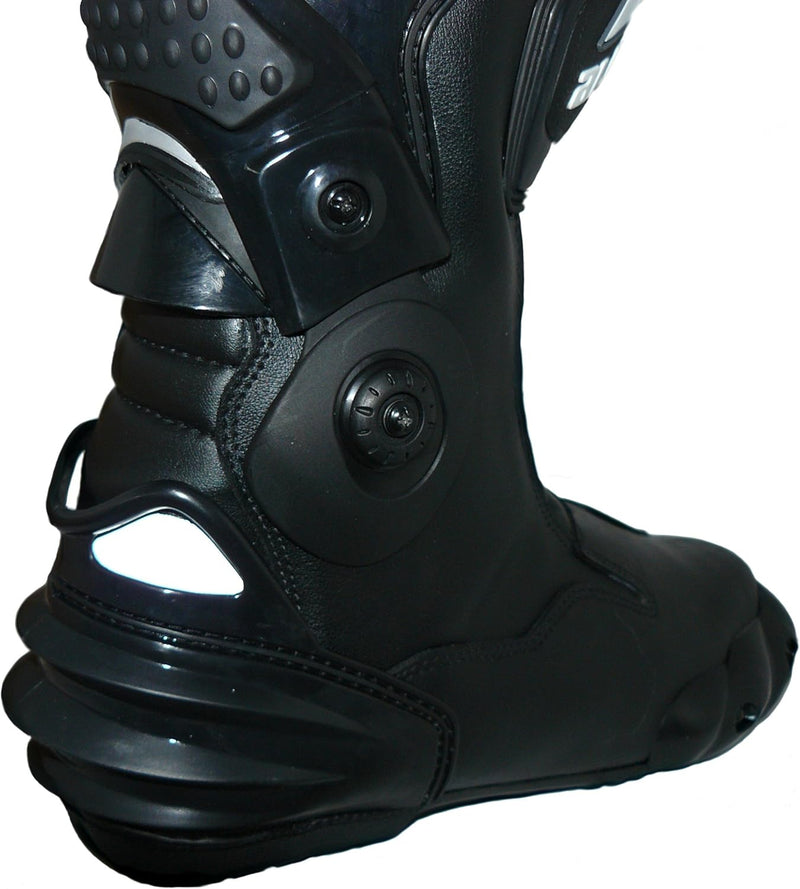 Protectwear Motorradstiefel Racing aliue, Wasserabweisend aus Leder mit aufgesetzten Hartschalenprot