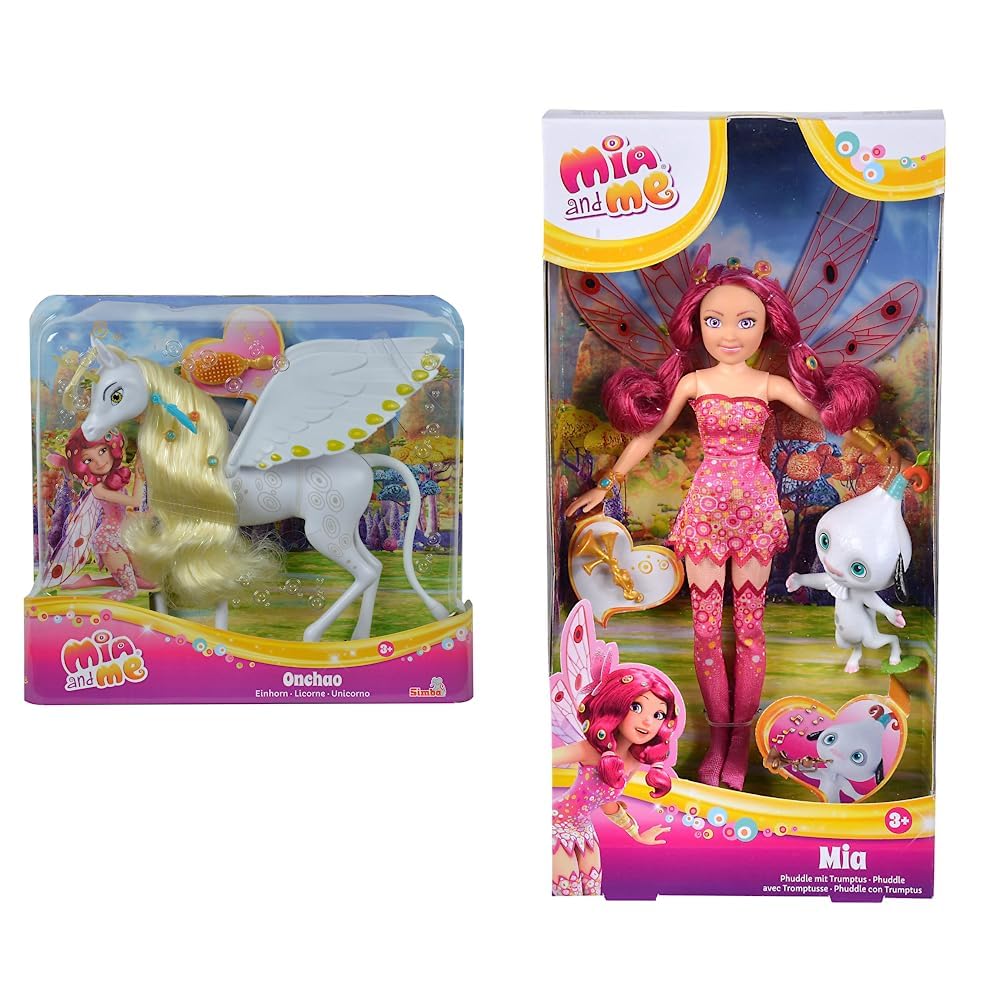 Simba 109480093 - Mia and Me Einhorn Onchao, mit beweglichen Flügeln & 109483042 - Mia and Me 23cm A
