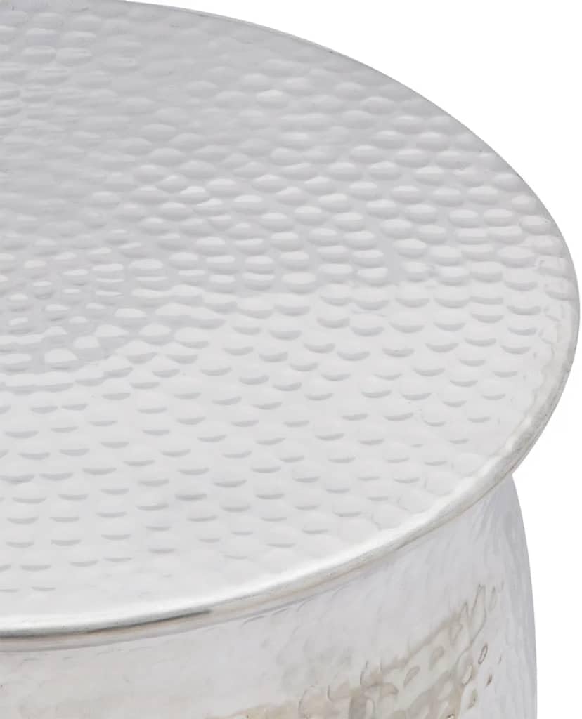 vidaXL Beistelltisch Gehämmertes Aluminium Silbern Hocker Sofatisch Couchtisch 42 cm Silber, 42 cm S