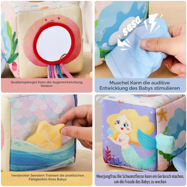 WOODEN TEETHER Baby Spielzeug Tissue Box Toy, Montessori Motorik Sensorik 6 12 Monate Hohem Kontrast