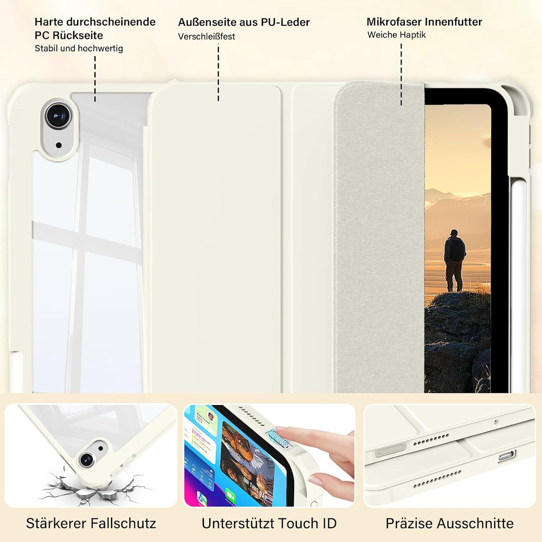 Hülle für iPad Air 11 Zoll M4/M3/M2 (2026/2025/2024) 8./7./6. Gen, Hülle mit Stifthalter für iPad Ai