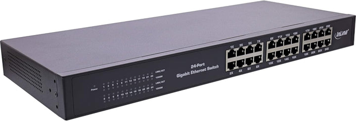 InLine® Gigabit Netzwerk Switch 24-Port, 1GBit/s, 48,26cm (19"), Metall, lüfterlos.