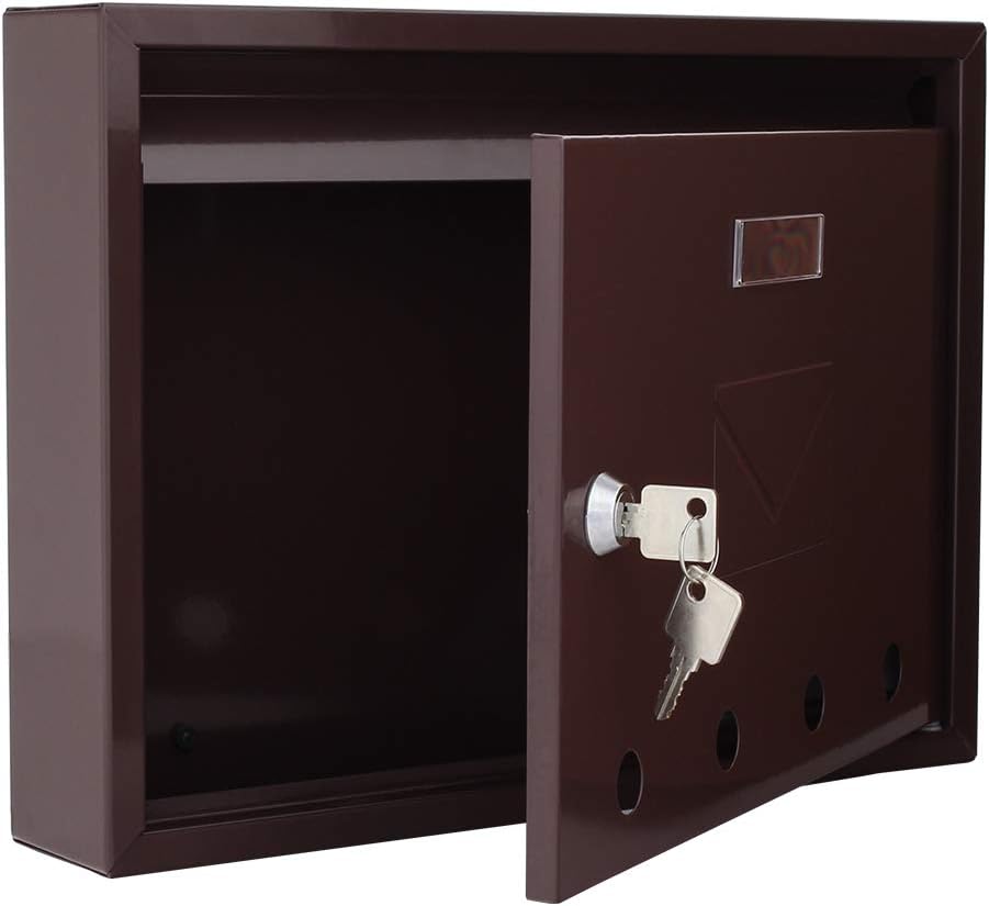 Profirst Mail PM 100 Briefkasten Braun Stahl HXB 32x24 cm Zylinderschloss 2 Schlüssel Namensschildha