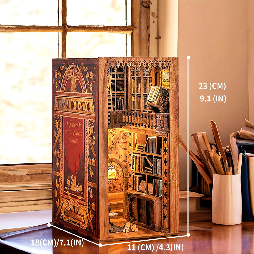 CUTEBEE Book Nook DIY Kit – DIY Puppenhäuser Miniatur Haus Kit mit Möbeln und LED-Licht, 3D Puzzle B