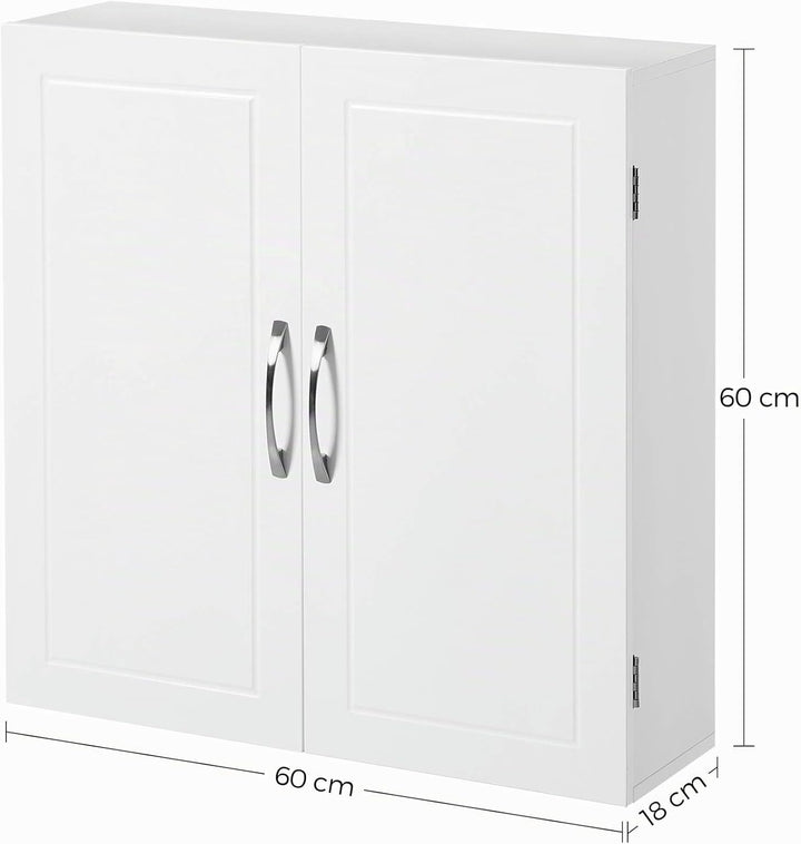 VASAGLE Badezimmerschrank, Badschrank, wandmontiert, 18 x 60 x 60 cm, Wandschrank mit verstellbaren