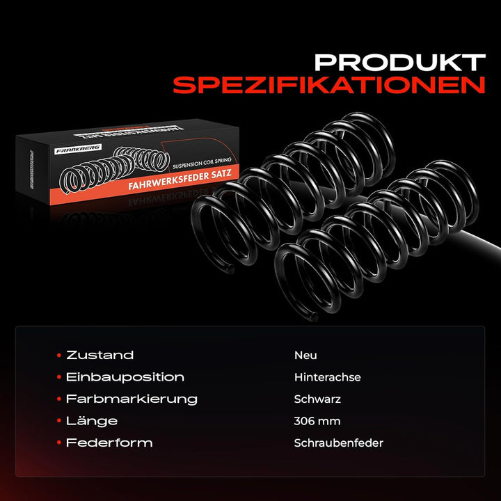 Frankberg 2x Federn Fahrwerksfeder Hinterachse Kompatibel mit S202 C180 C200 C220 C230 C240 C250 C28