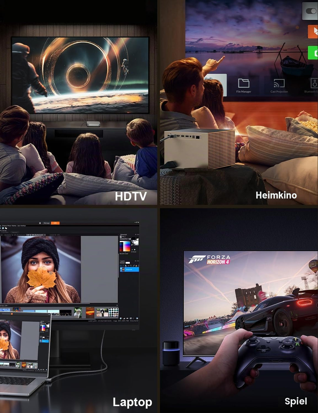 XAOSUN 8K HDMI 2.1 Kabel Winkel 2M, 48 Gbps HDMI Kabel Abgewinkelt 90 Grad, 8K@60 Hz,4K @120Hz [Dyna