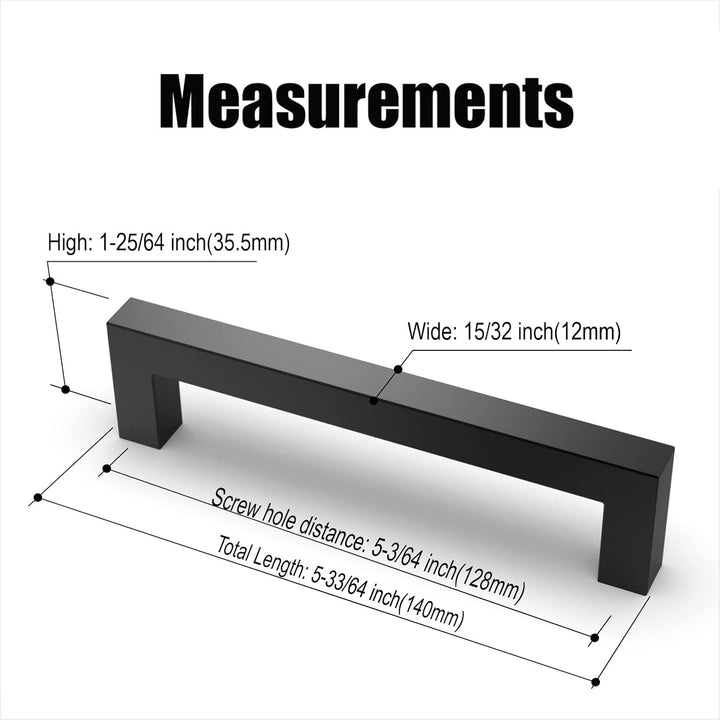 Amerdeco 10 Stück Möbelgriffe Edelstahl Schwarz Schrankgriffe Küchengriffe 128mm Lochabstand Schubla