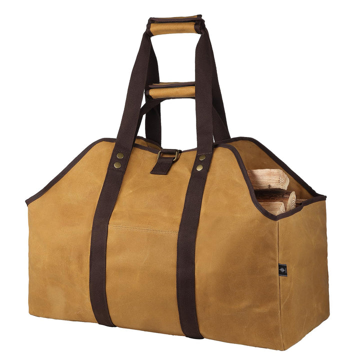 BONTHEE Extra Grosser Kaminholzträger Holzkorb Brennholztasche Tragetasche aus Segeltuch mit 2 Griff
