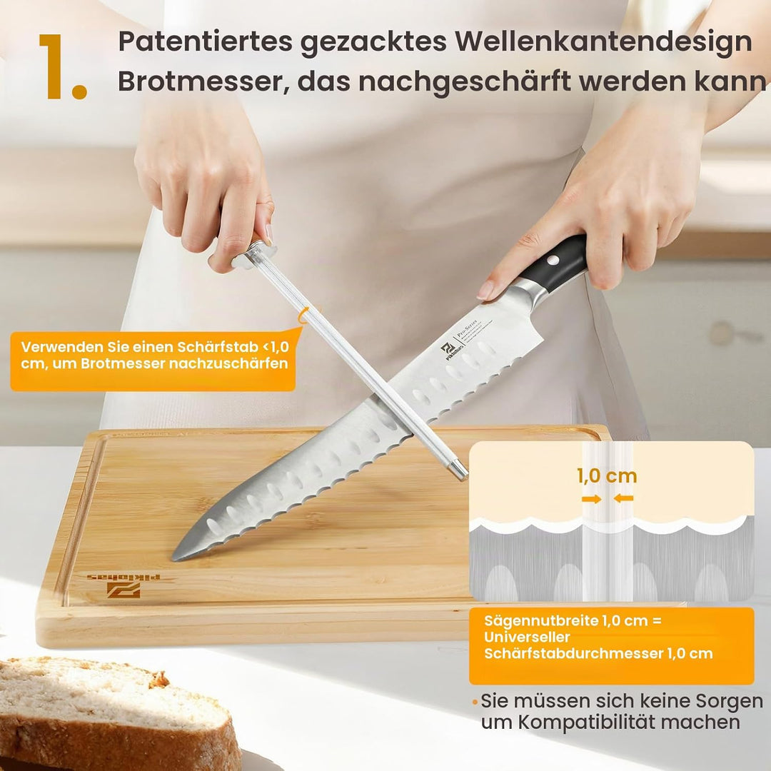 Brotschneider mit Brotmesser, weltweit erster Brotschneider für selbstgebackenes Brot, 4fach verstel