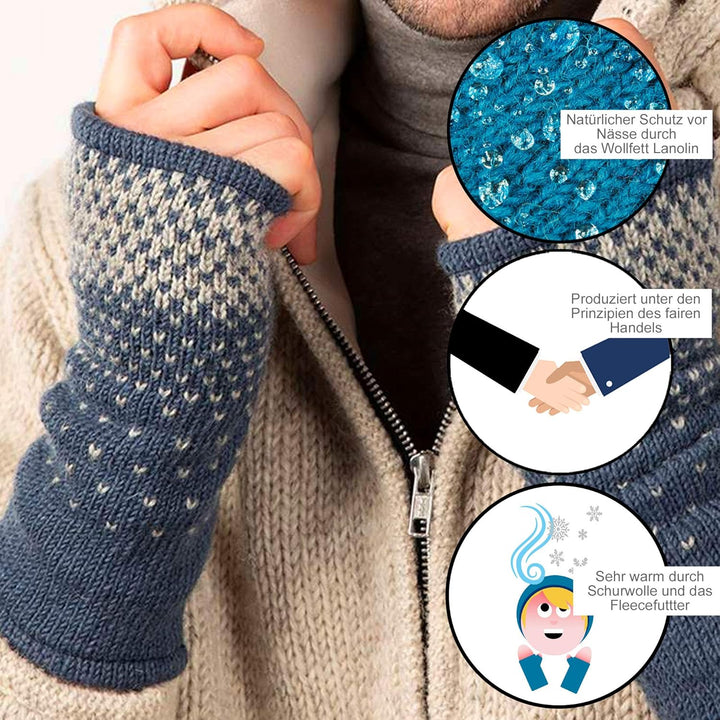 Damen Pulswärmer Armstulpen Modell Ida Regenbogen Mittelgrau, Regenbogen Mittelgrau