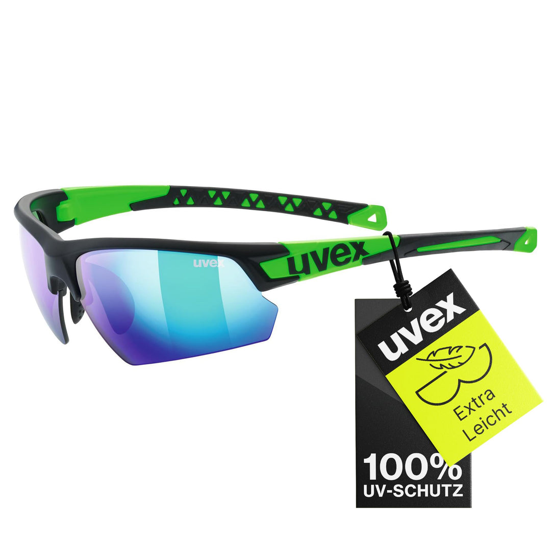 uvex Unisex Sportstyle 224 Sportbrille Einheitsgrösse Black Mat Green/Green, Einheitsgrösse Black Ma
