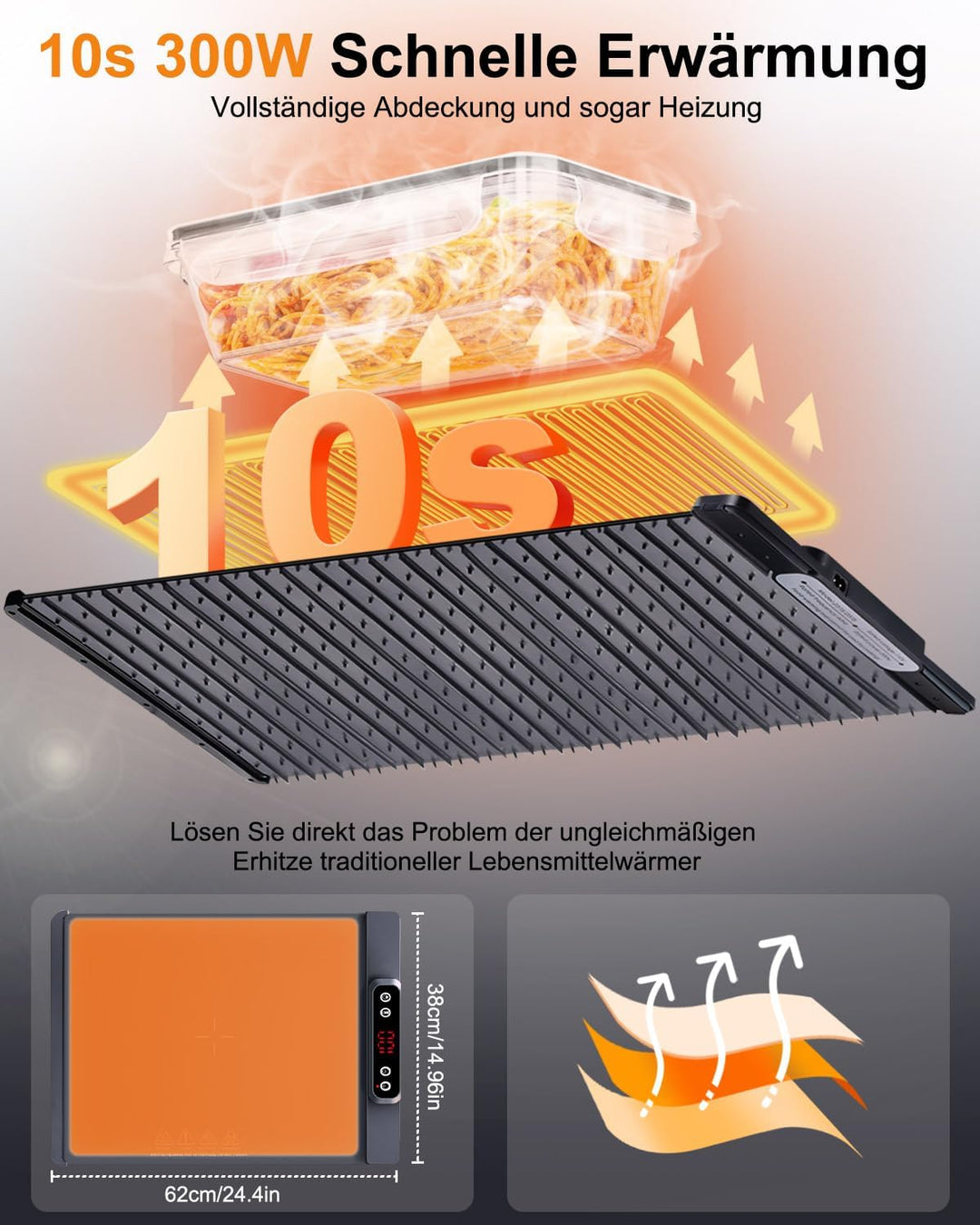 AUTOPkio Warmhalteplatte Elektrisch, Speisenwärmer Wärmeplatte für Speisen Buffetwärmer 5 Temperatur