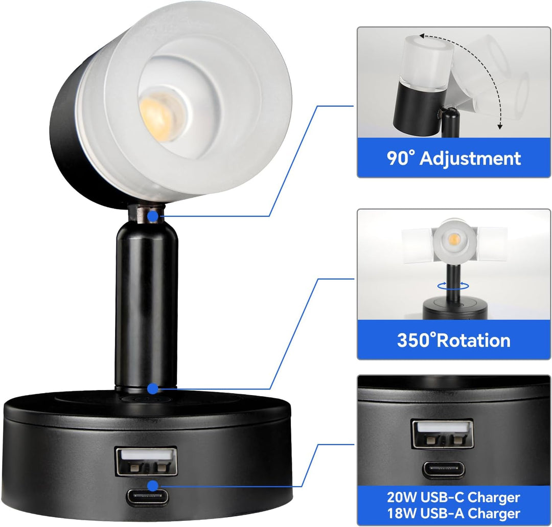 acegoo 12V Leselampe Wohnmobil LED Dimmbar Bett Lampe mit USB-Schnellladegerät, Acryl Spot 24VDC für