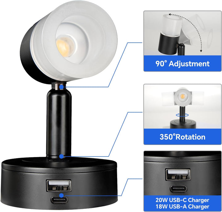 acegoo 12V Leselampe Wohnmobil LED Dimmbar Bett Lampe mit USB-Schnellladegerät, Acryl Spot 24VDC für