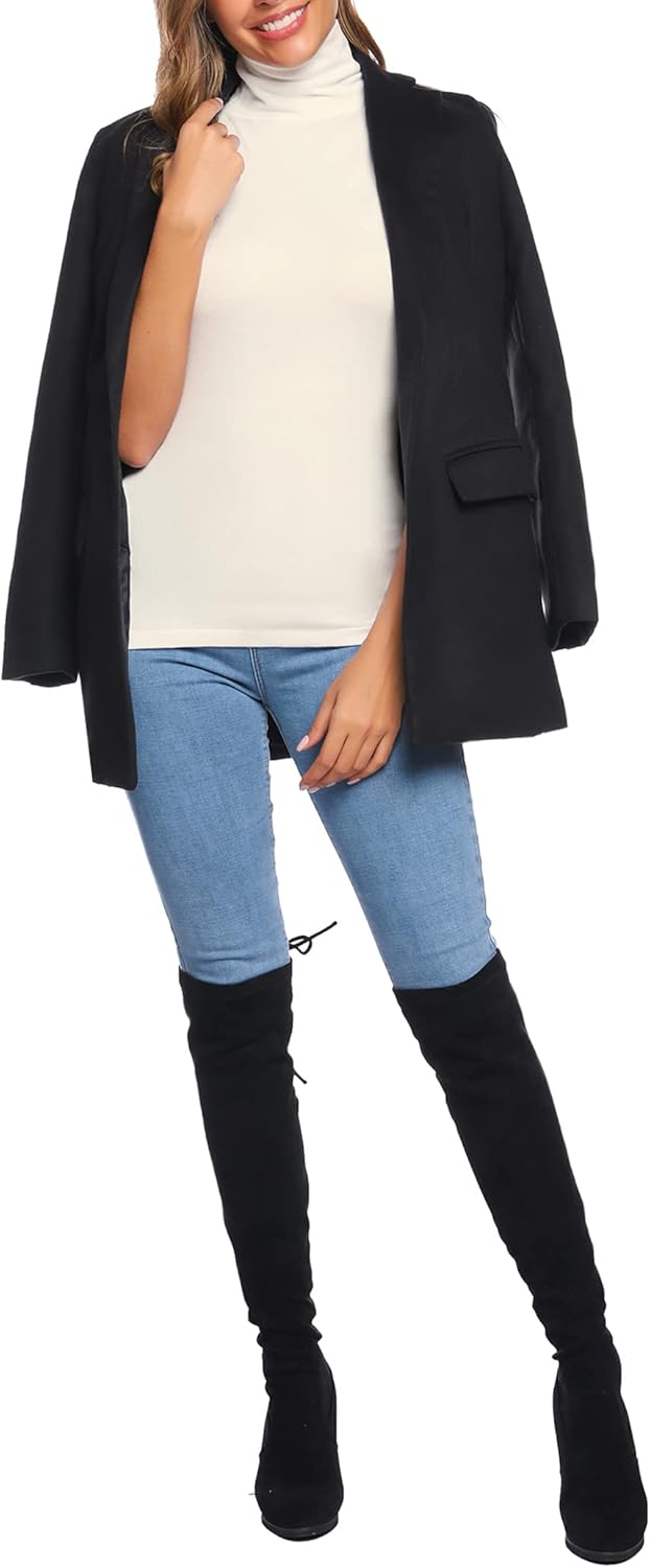 Totatuit T-Shirt Damen Rollkragen Tops Kurzarm Rollkragenshirt Casual Shirt mit Stehkragen für Frühl