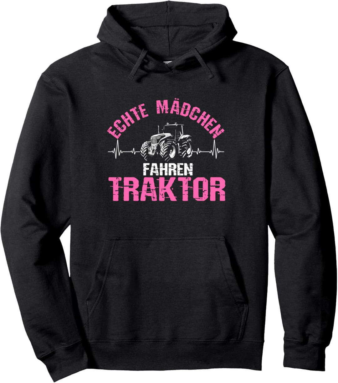 Echte Mädchen Fahren Traktor Herzschlag Trecker Landwirtin Pullover Hoodie