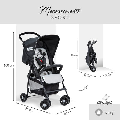 hauck Buggy Sport, Ultra Leicht - nur 5,9 kg, für Kinder bis 15 kg, Klein Zusammenklappbar, Reisebug