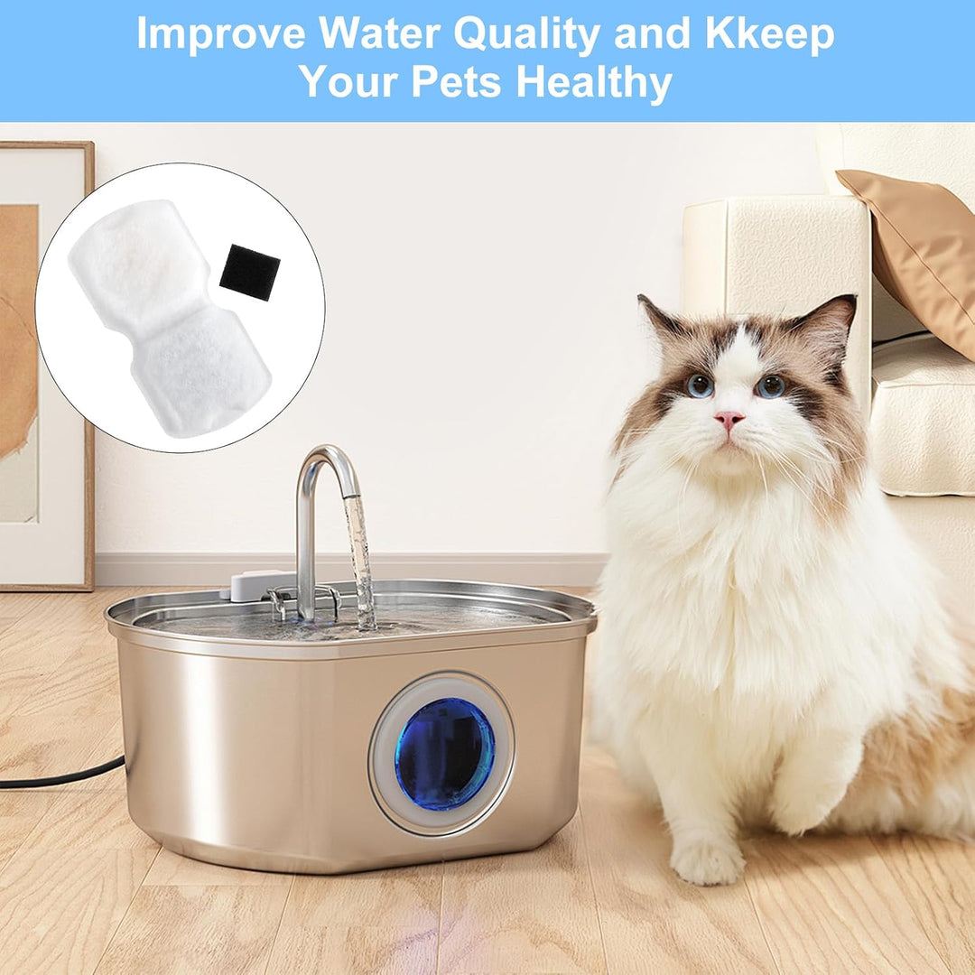 20PCS Ersatzfilter für Giotohun 2.2L Katzenbrunnen – Dreifachfiltration mit Aktivkohle, Harz und Mik