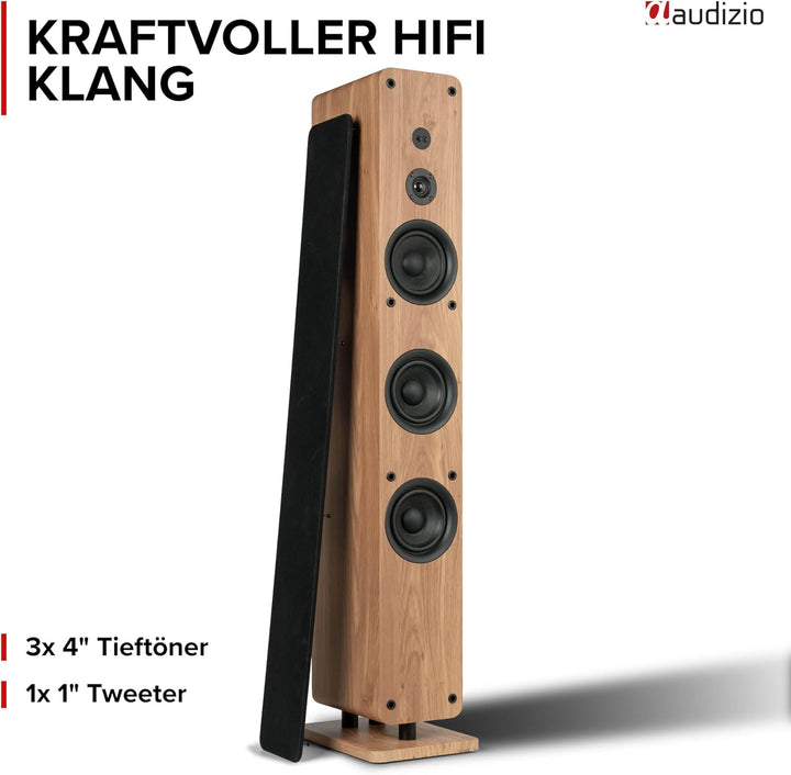 Audizio Arco - Standlautsprecher Aktiv 2er Set, Bluetooth 5.4 & DAB Radio, 320 Watt HiFi Lautspreche