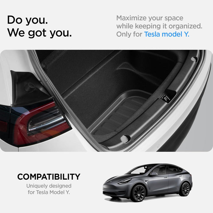Spigen Tesla Model Y (~2024) Hintere Kofferraummatte für Aufbewahrung, Stossfestes XPE-Material zum