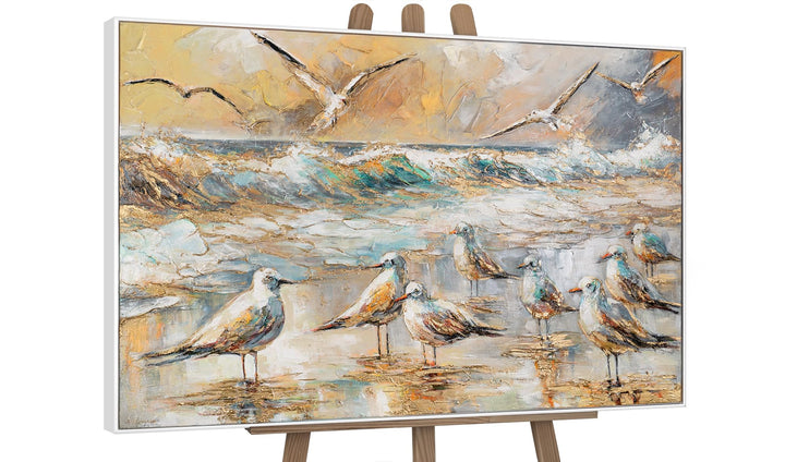 YS-Art Kunst bild mit weissem Rahmen Gemälde strand Acryl auf Leinwand handgemalt Wandbild Wohnzimme
