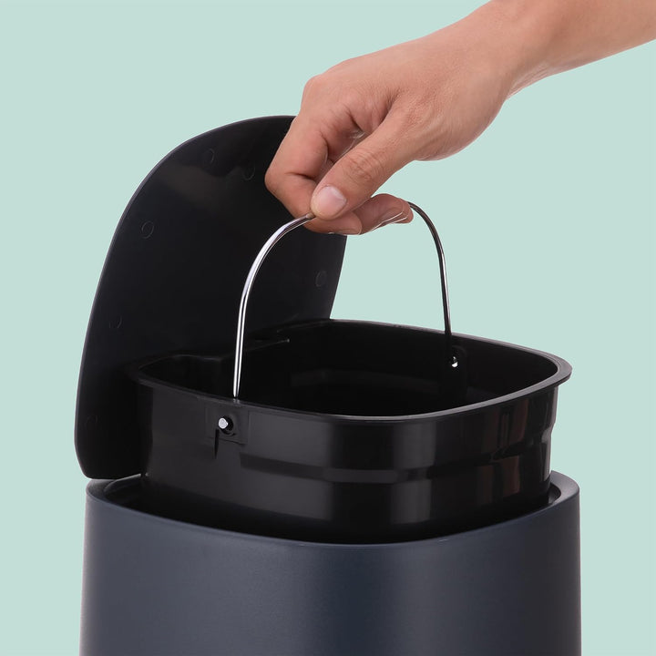 Relaxdays Mülleimer Bad, 5 l, Kosmetikeimer mit Soft-Close, matte Optik, entnehmbarer Inneneimer, Tr