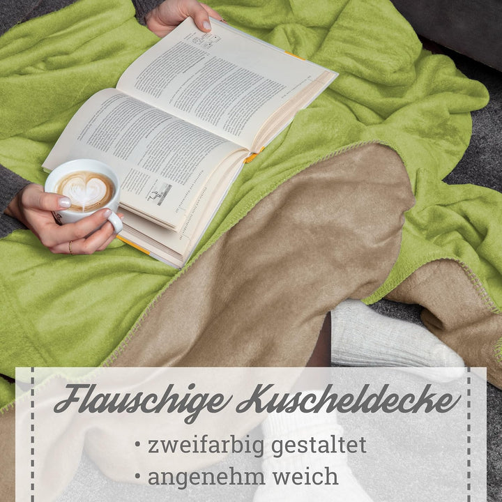 Moon Doubleface Kuscheldecke, Wohndecke aus Baumwollmischung - ca. 150x200 cm mit geketteltem Rand (