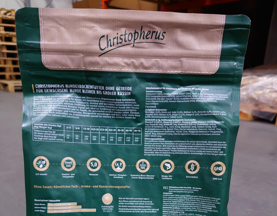 Christopherus Grainfree, Vollnahrung für den ausgewachsenen Hund mit normaler Aktivität, Trockenfutt