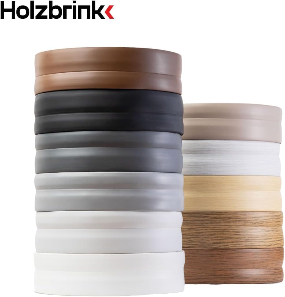 HOLZBRINK Weichsockelleiste selbstklebend Weiss Knickleiste, Material: PVC, 70x20mm, 5 Meter 5m Weis