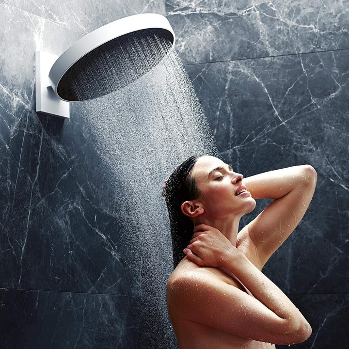 hansgrohe Duschkopf Regendusche Rainfinity (360mm, rund, 3 Strahlarten, Wandmontage) Mattweiss, Matt