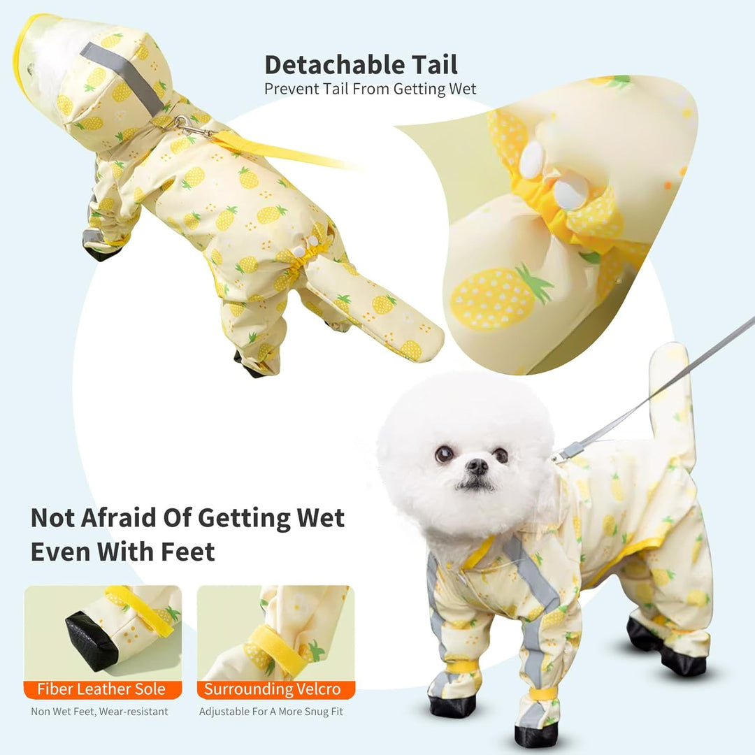 PETCUTE Hund Regenmantel,wasserdichte Hunde-Regenjacke mit Kapuze,Verstellbare Vierbeiner Hunderegen