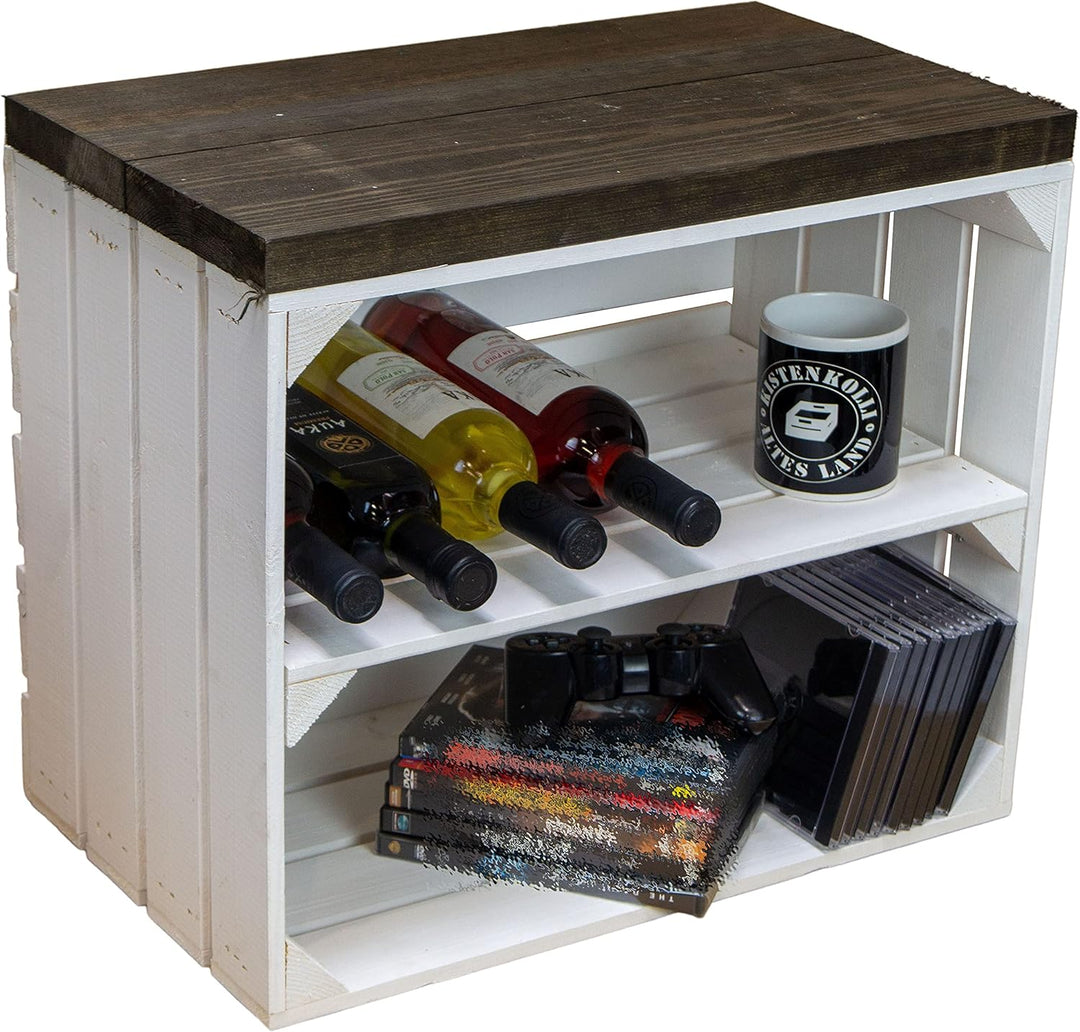 Kistenkolli Altes Land 2er Set Obstkiste aus Holz &amp; Holzplanken Schuhschrank Hocker Sitzbank Weinabl