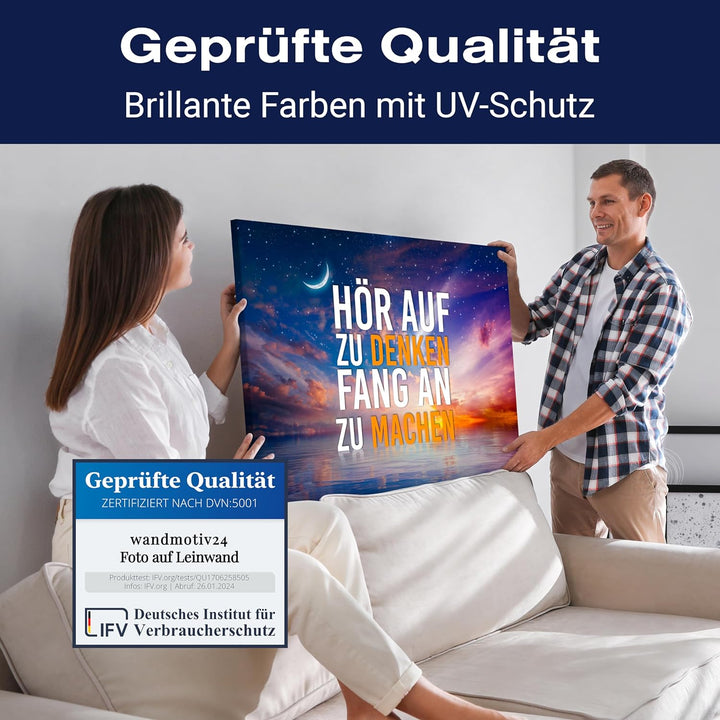 wandmotiv24 Motivations Motiv als Leinwandbild, 80x60cm, Querformat, Fang an zu Machen, Meer, Sterne