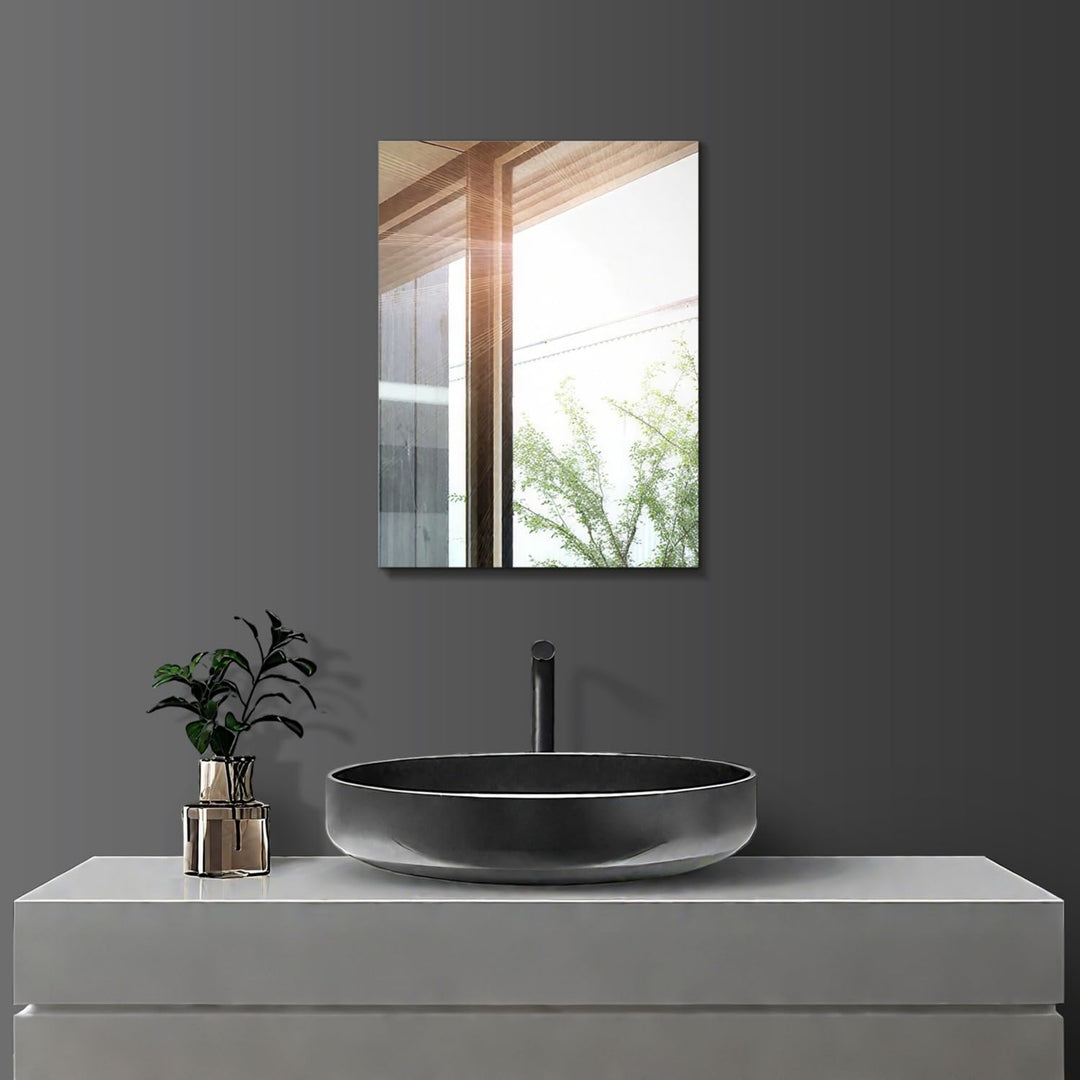 Wandspiegel Selbstklebend 30x40cm HD Glas Rahmenlos Badspiegel, Modern Klein Rechteckig Badezimmersp