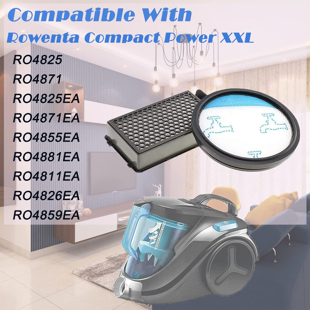2 Stück HEPA-Filter Set für Rowenta Compact Power XXL RO4825EA RO4871EA RO4855EA RO4881EA (Model RO4