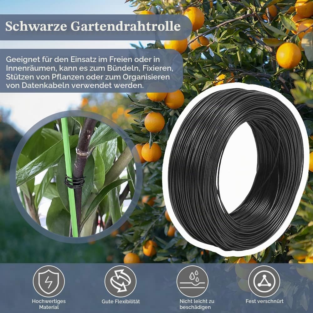 Gartendraht Bindedraht Spanndraht Schwarze Basteldraht kunststoffbeschichteter PVC Stahlseil Pflanze