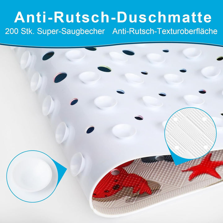 XIYUNTE Badewannenmatte rutschfest Kinder - 100% BPA frei, Extra Komfortabel Antirutschmatte Badewan