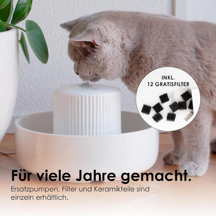 LucyBalu® Trevi Trinkbrunnen für Katzen aus Keramik | Katzenbrunnen für Katzen | Katzentrinkbrunnen