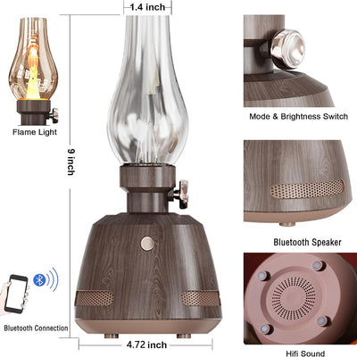 ZONSUSE Retro Kerosin Bluetooth Lautsprecher mit LED Licht,Bluetooth Box mit Nachtlicht,Tragbar Musi