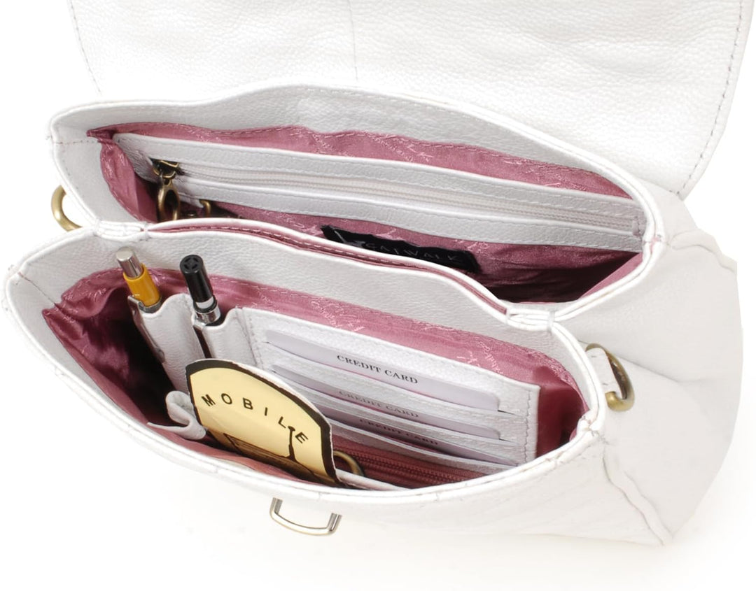 Catwalk Collection Handbags - Gesteppte Leder - Handtasche/Schultasche/Henkeltasche - Handtasche mit
