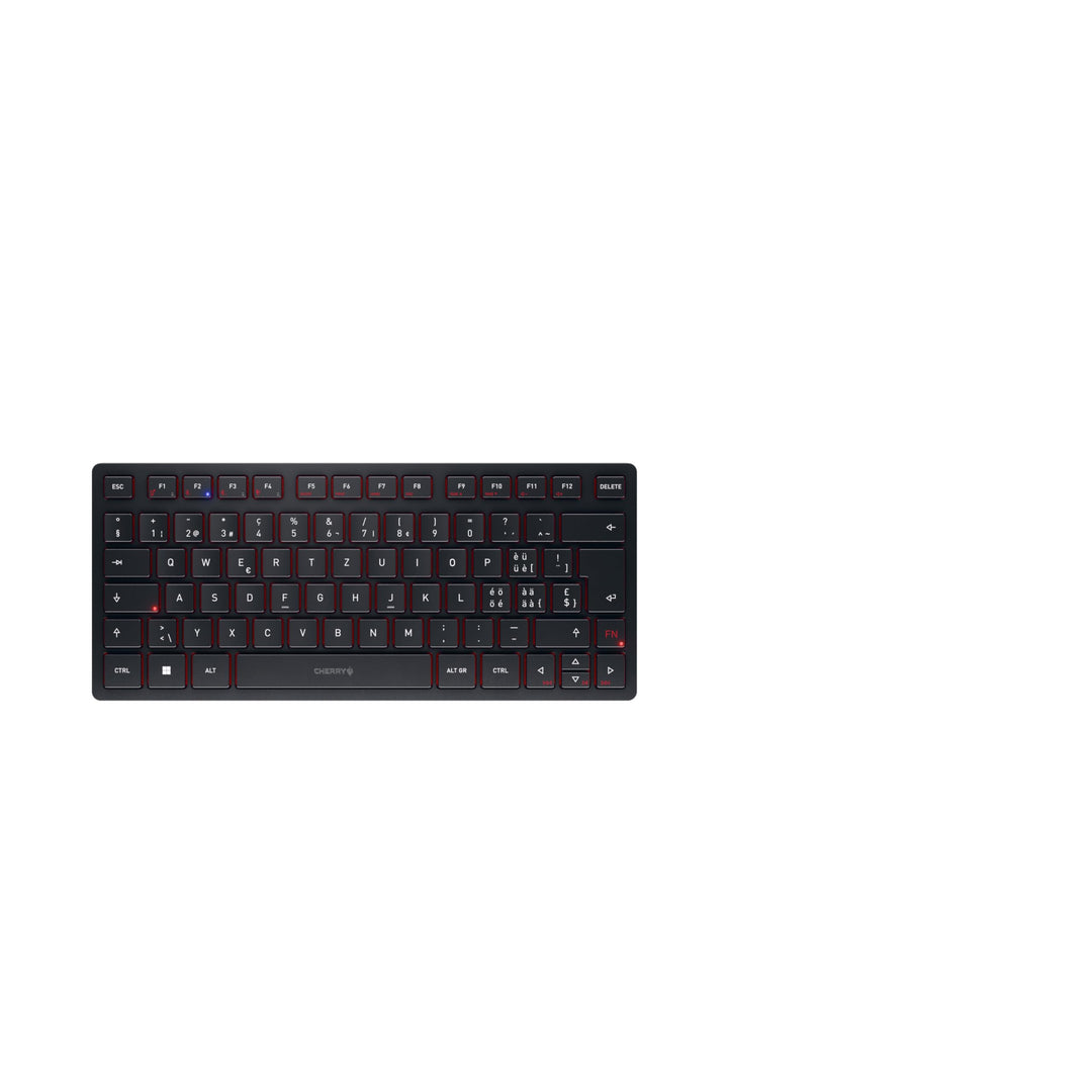 CHERRY KW 9200 Mini, kompakte Multi-Device-Tastatur für bis zu 4 Endgeräte, Schweizer Layout (QWERTZ