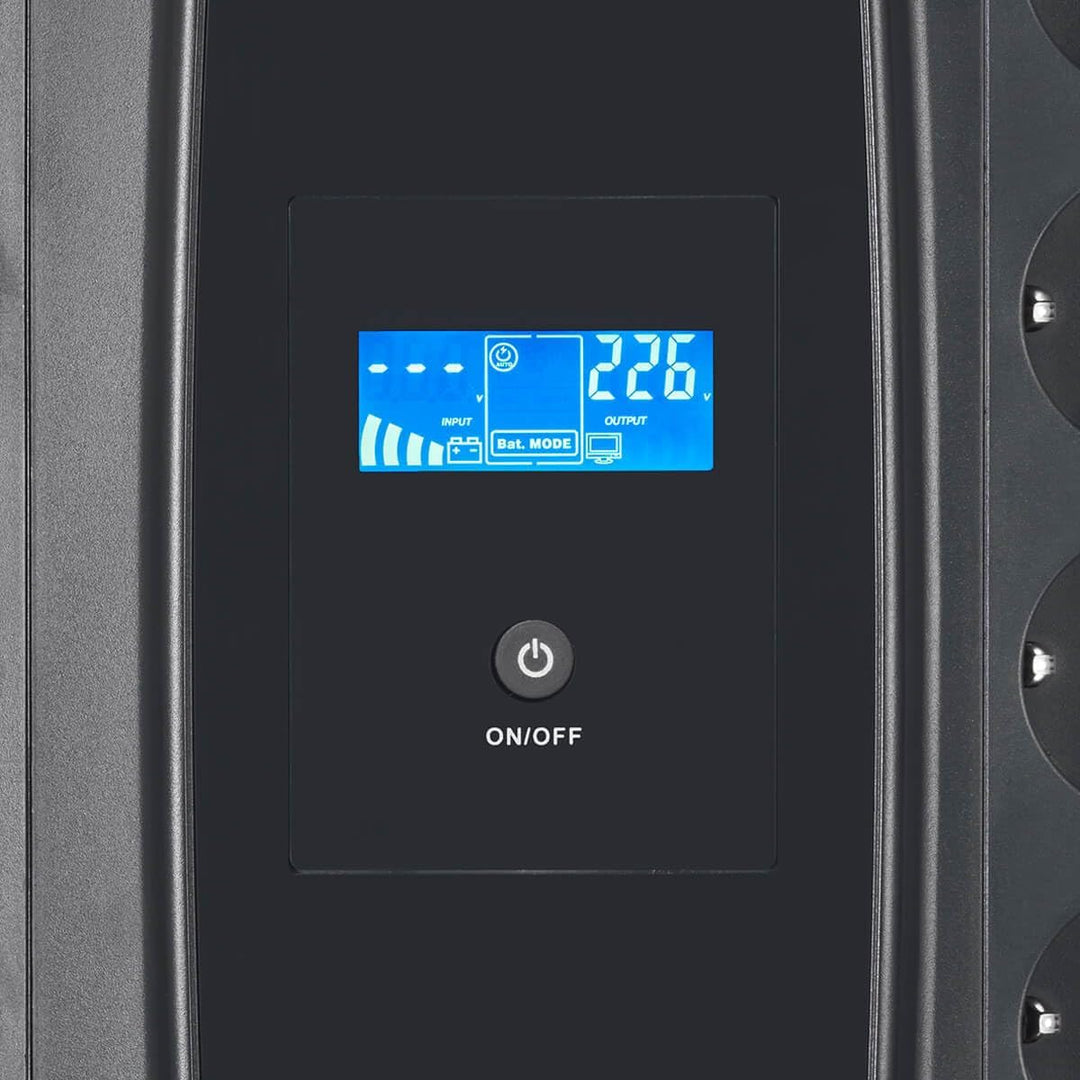 Accurat UPS Unterbrechungsfrei Stromversorgung Flux850-850VA/510W, AVR, LCD, AC, 2 Schuko-Steckdose,