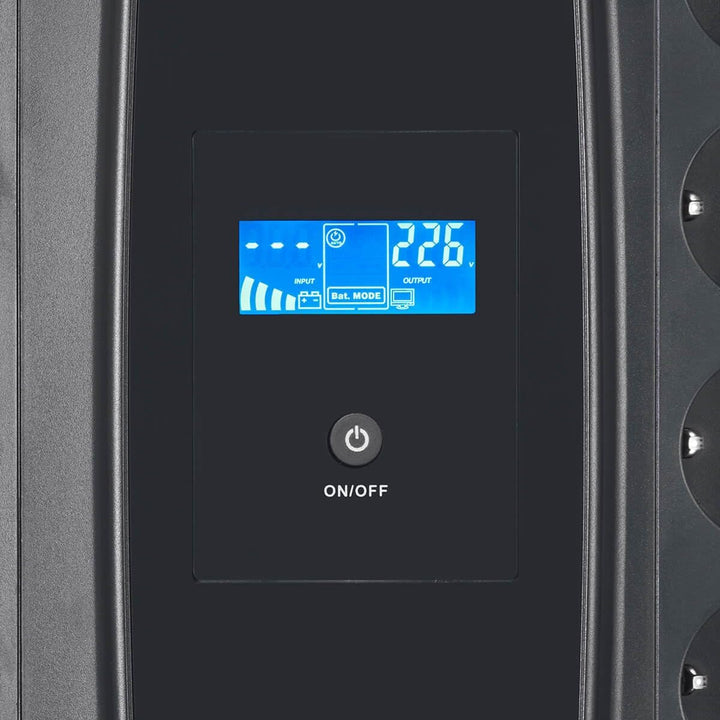 Accurat UPS Unterbrechungsfrei Stromversorgung Flux850-850VA/510W, AVR, LCD, AC, 2 Schuko-Steckdose,