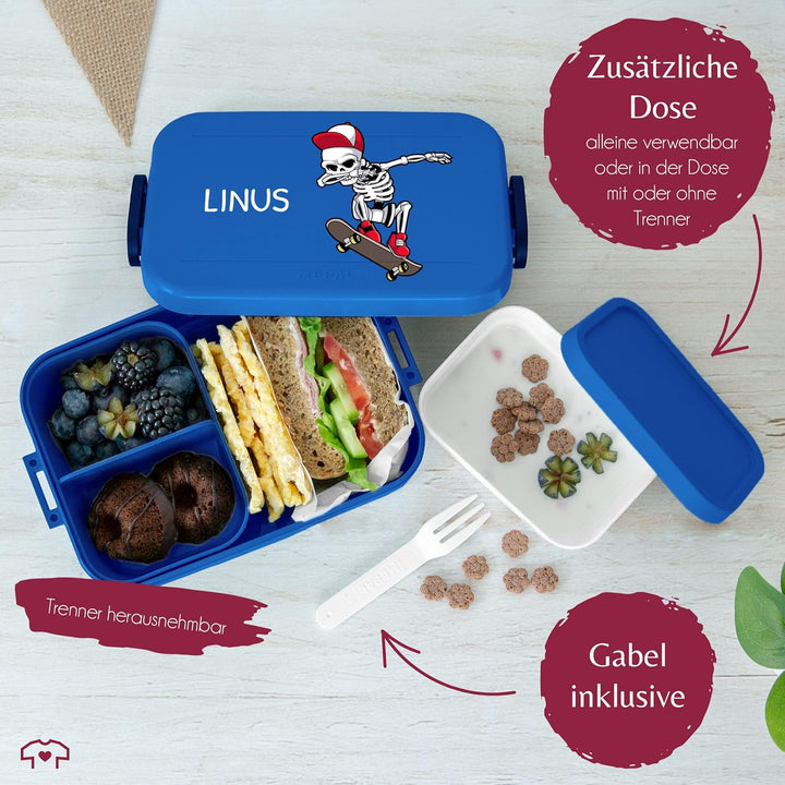 Kinder Bento Box Midi Lunchbox für Mepal Bentobox - Dabbing Skelett Skateboard | Dab Skelett Skater