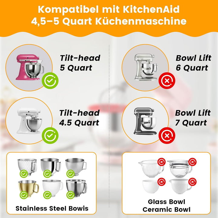 Silikon Einsatz kompatibel mit Kitchen Aid Küchenmaschine Mixer, 4,5–5 Quart Bowl Liner für Tilt-Hea