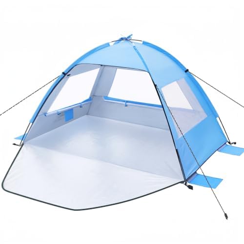 Strandmuschel Tragbarer Strandzelt Sonnenschutz Windschutz Zelt mit UV-Schutz 50+ Camping Zelt für S