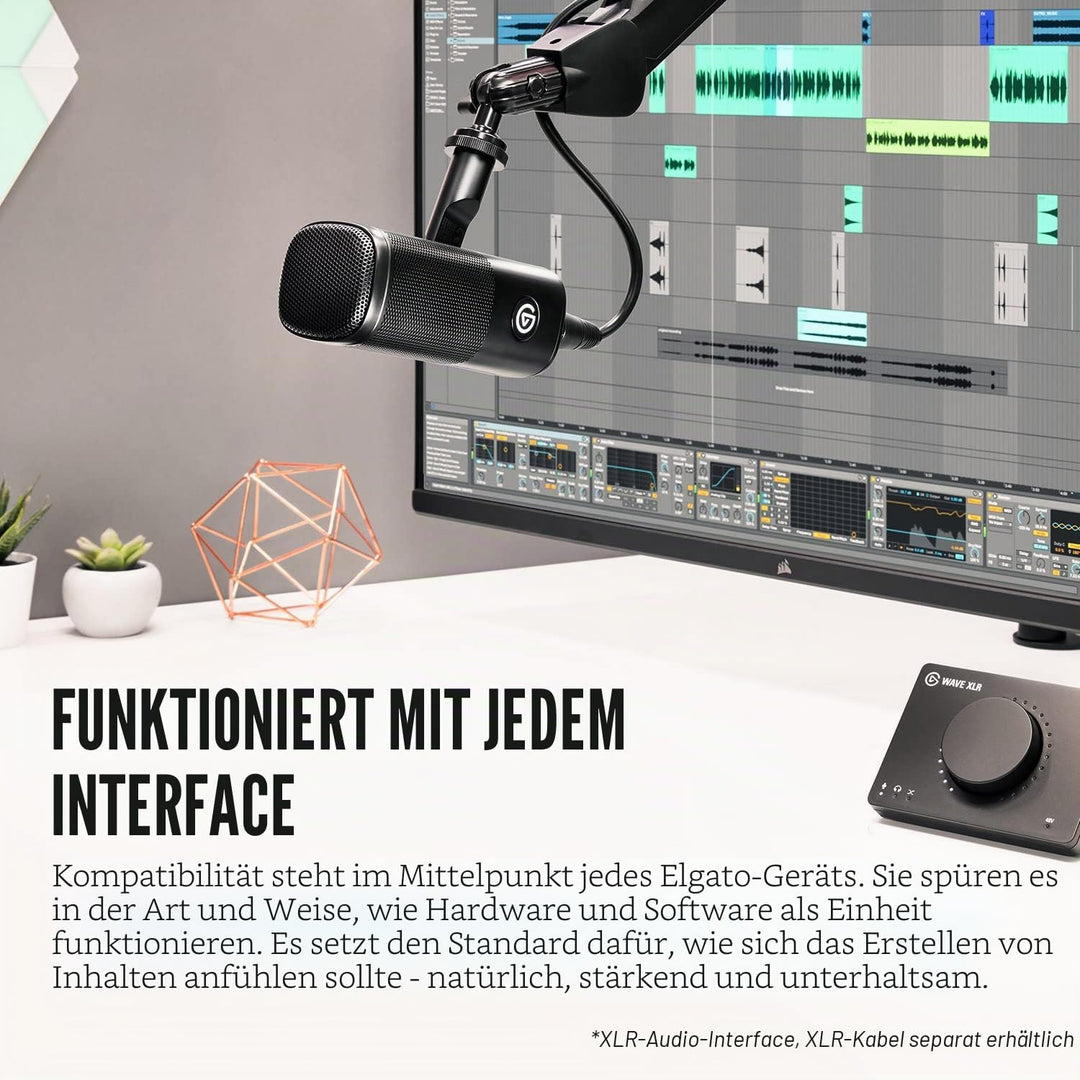 Elgato Wave DX – Dynamisches XLR-Mikro &amp; Wave Mic Arm - Premium Streaming Boom Arm mit Kabelkanälen